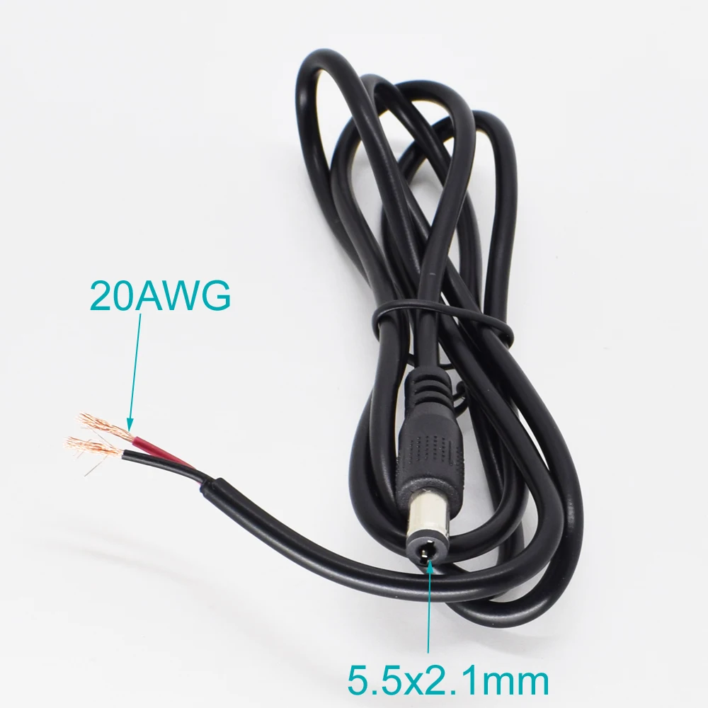 1pc 1M/3.3FT 20AWG DC Power 5.5x2.1mm Male Plug 2pin wire DIY Pigtail Cable with 5V5A Rating
1pc 1M/3.3FT 20AWG DC Power 5.5x2.1mm Male Plug 2pin wire DIY Pigtail Cable with 5V5A Rating