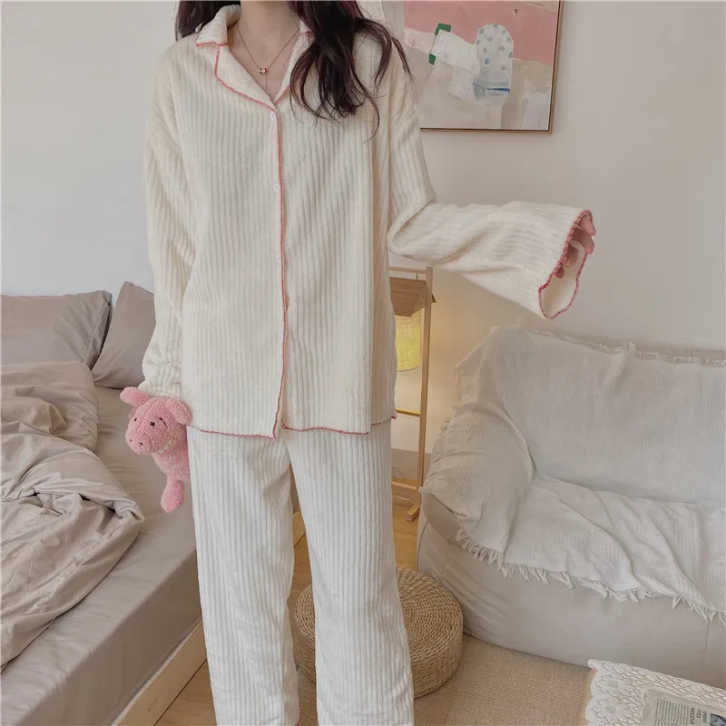 Harajpee Student Pajamas Autumn and Winter Female Japanese Cream Color Plush Skin Contrast Color Sweet Home Suits 2021 Fashion
Harajpee Student Pajamas Autumn and Winter Female Japanese Cream Color Plush Skin Contrast Color Sweet Home Suits 2021 Fashion