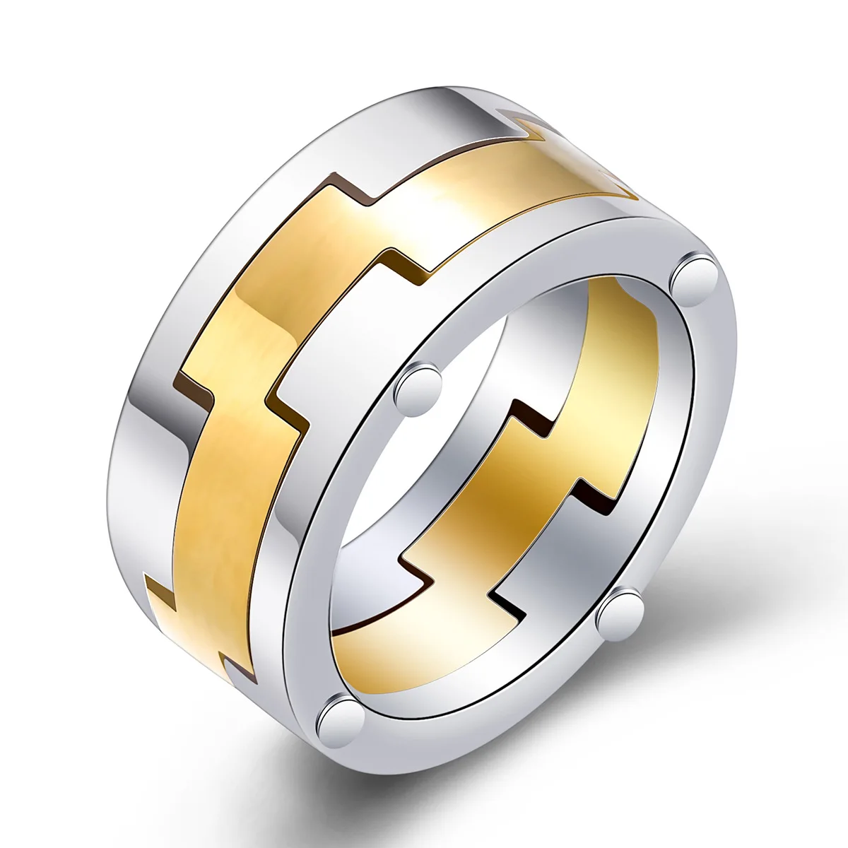 European And American Punk Style Two-tone Stainless Steel Men's Ring Simple Men's Ring Factory Wholesale
European And American Punk Style Two-tone Stainless Steel Men's Ring Simple Men's Ring Factory Wholesale