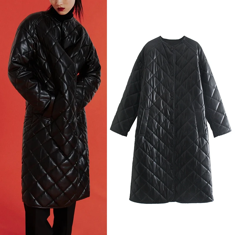 Za Fashion Winter Women Solid Argyle Faux Leather Parkas Female Casual Loose Long Overcoat Ladies Jacket Outwear LY9665
Za Fashion Winter Women Solid Argyle Faux Leather Parkas Female Casual Loose Long Overcoat Ladies Jacket Outwear LY9665