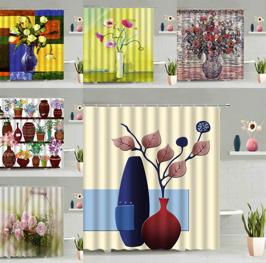 Oil Painting Shower Curtain Europe Home Decor Vase Plant Flower Bathroom Curtains Floral Printed Girl Bath Screen Waterproof Set
Oil Painting Shower Curtain Europe Home Decor Vase Plant Flower Bathroom Curtains Floral Printed Girl Bath Screen Waterproof Set