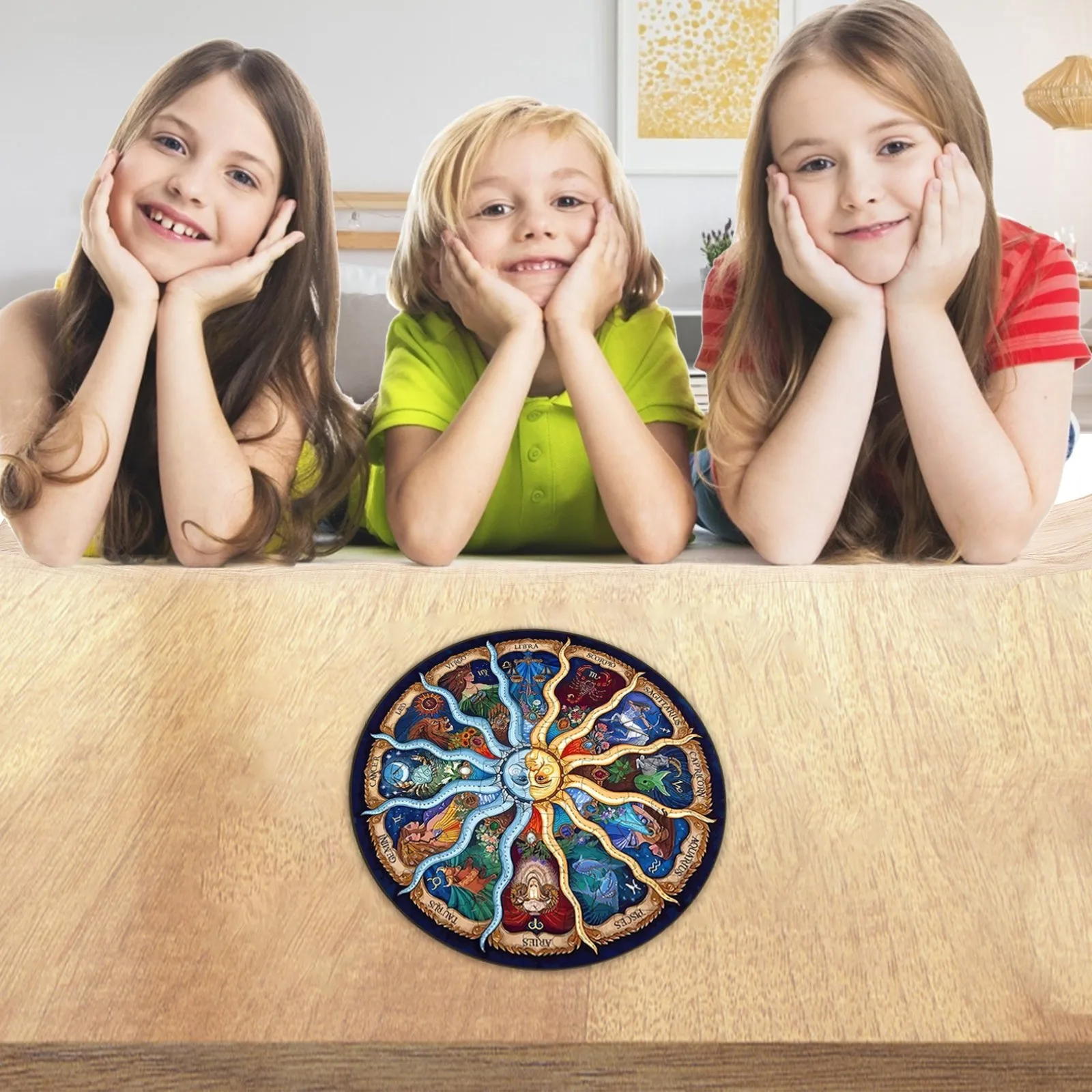 136pcs Zodiac Wooden Jigsaw Puzzle Toys Unique Each Piece Animal Shape irregular Puzzle For Adults Kids Gift New