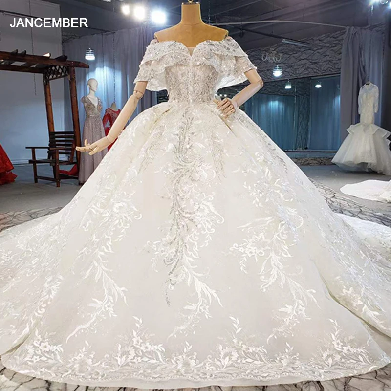 HTL2031 Luxurious V-Neck Crystal Beading Sequined Wedding Dress 2021 For Woman Ball Gowns Short Sleeve
HTL2031 Luxurious V-Neck Crystal Beading Sequined Wedding Dress 2021 For Woman Ball Gowns Short Sleeve