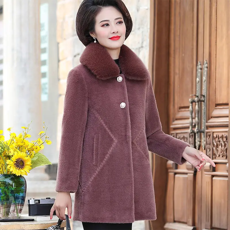 Women 2021 Winter Middle-aged Cashmere coat Lady Large Size faux Water Velvet Outwear Female Casual Loose Warm Thick jacket B150
Women 2021 Winter Middle-aged Cashmere coat Lady Large Size faux Water Velvet Outwear Female Casual Loose Warm Thick jacket B150