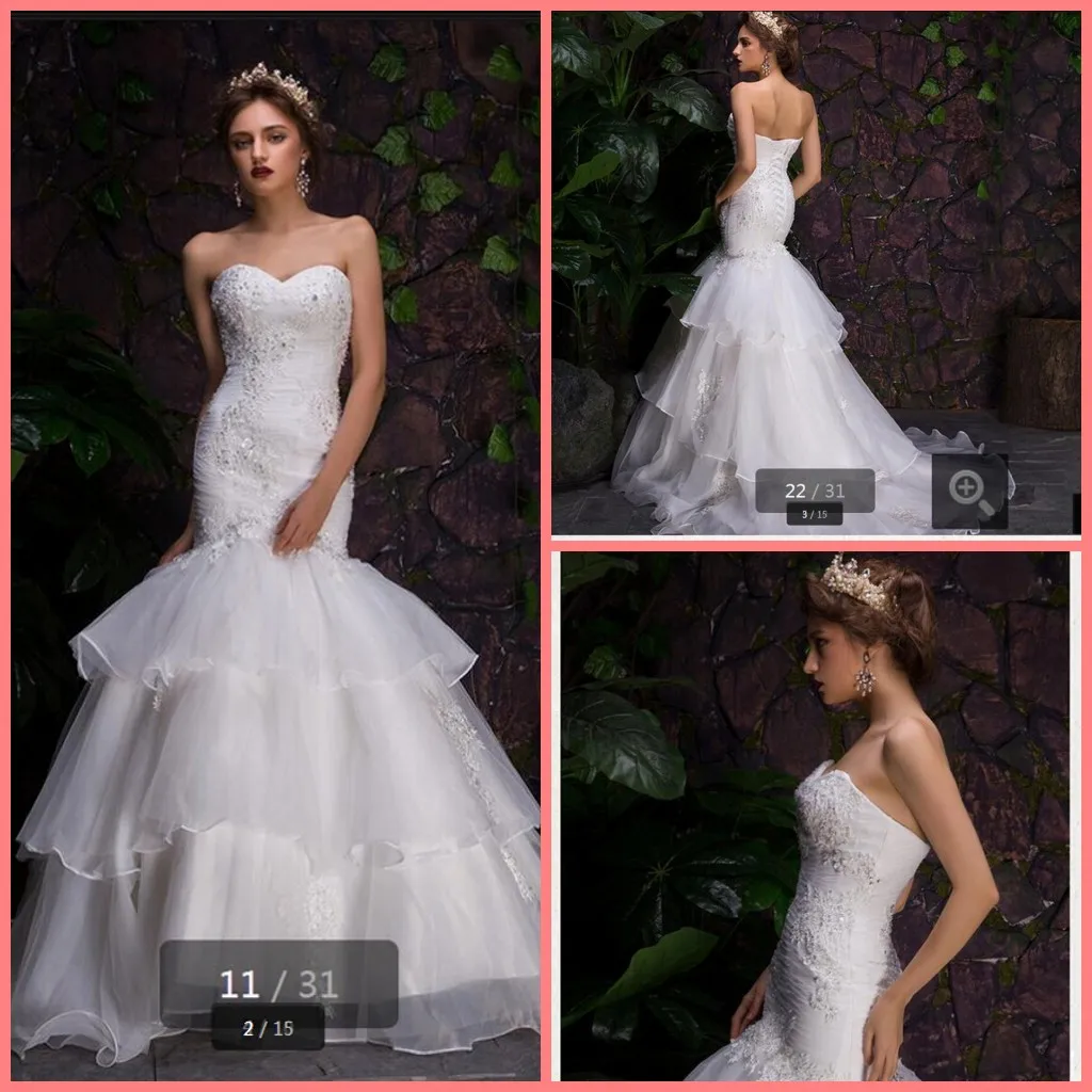 Robe de mariage mermaid wedding dresses 2021 lace appliques beaded sequins pleated stylish wedding gowns strapless layered bride
Robe de mariage mermaid wedding dresses 2021 lace appliques beaded sequins pleated stylish wedding gowns strapless layered bride