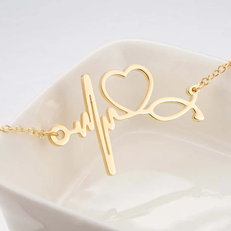 New Style Ladies Fashion Charm Bracelet Love Heartbeat Electrocardiogram Stainless Steel Jewelry Wholesale
New Style Ladies Fashion Charm Bracelet Love Heartbeat Electrocardiogram Stainless Steel Jewelry Wholesale