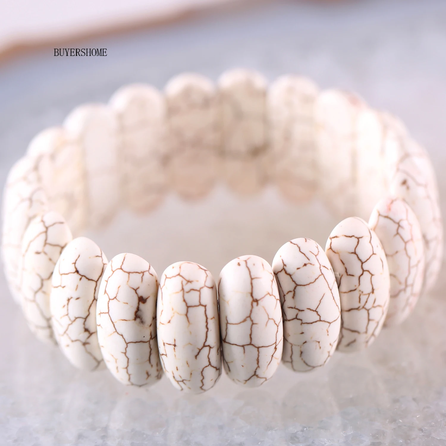 Free Shipping Women Jewelry Handmade Stretch Natural Stone Red Green White Howlite Beads Bracelet 8" 1Pcs H607-609 | Украшения и