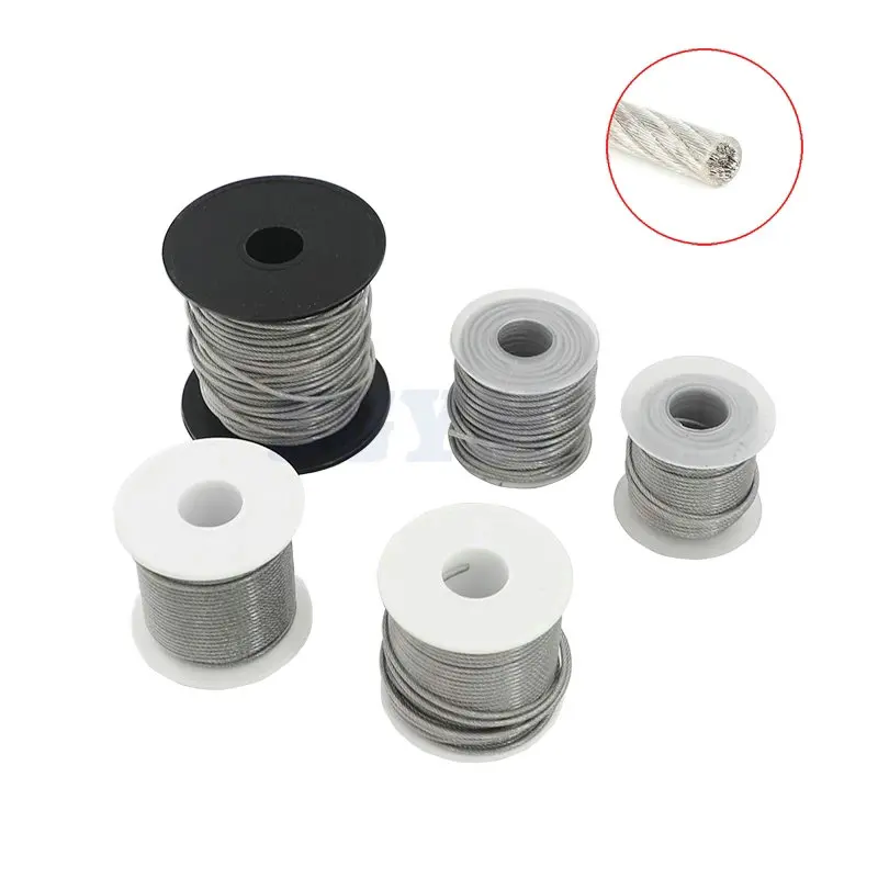 2MM 304 Stainless Steel PVC Coated Flexible Wire Rope Soft Cable Transparent Clothesline 10/15/20/25/30/40/50/100meters
2MM 304 Stainless Steel PVC Coated Flexible Wire Rope Soft Cable Transparent Clothesline 10/15/20/25/30/40/50/100meters