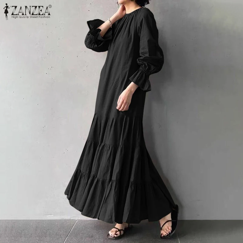 Women Long Flare Sleeve Solid Maxi Dress ZANZEA 2021 Autumn Ruffles Sundress Casual O Neck Solid Party Vestidos Oversize Dresses
Women Long Flare Sleeve Solid Maxi Dress ZANZEA 2021 Autumn Ruffles Sundress Casual O Neck Solid Party Vestidos Oversize Dresses
