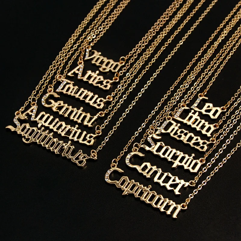 12 Zodiac Letters Pendant Necklace Old English Scorpio Aries Taurus Gemini Cancer Leo Choker Horoscope Signs Necklace Friendship
12 Zodiac Letters Pendant Necklace Old English Scorpio Aries Taurus Gemini Cancer Leo Choker Horoscope Signs Necklace Friendship