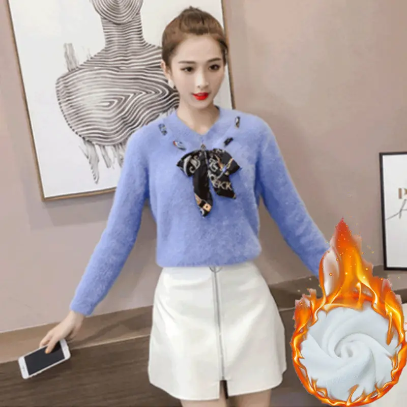 Autumn and winter little fresh Sweater Girl Sweet loose thickened imitation mink velvet student Pullover Sweater Girl
Autumn and winter little fresh Sweater Girl Sweet loose thickened imitation mink velvet student Pullover Sweater Girl