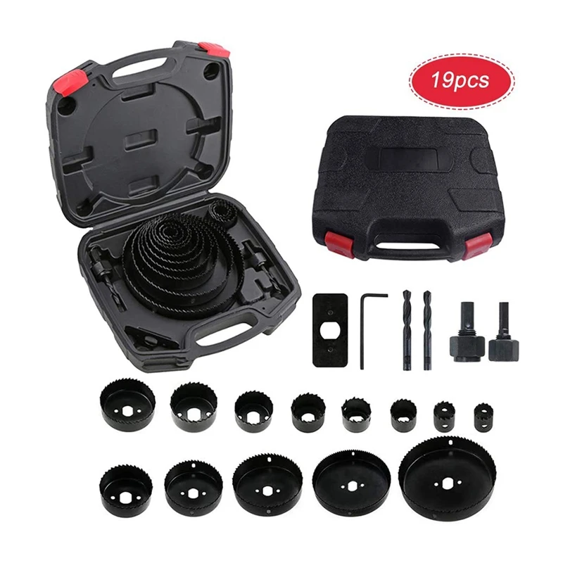 19Pcs Hole Saw Kit Hole Drill Bits 19mm-152mm Full Set for Soft Wood PVC Board and Plastic Plate Drilling
19Pcs Hole Saw Kit Hole Drill Bits 19mm-152mm Full Set for Soft Wood PVC Board and Plastic Plate Drilling