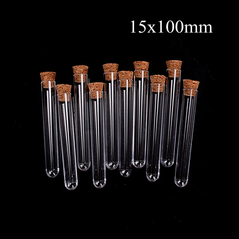 10Pcs/Lot 15x100mm Plastic Test Tube with Cork Clear Pack Lab Experiment Tube Refillable Bottle Wholesale
10Pcs/Lot 15x100mm Plastic Test Tube with Cork Clear Pack Lab Experiment Tube Refillable Bottle Wholesale