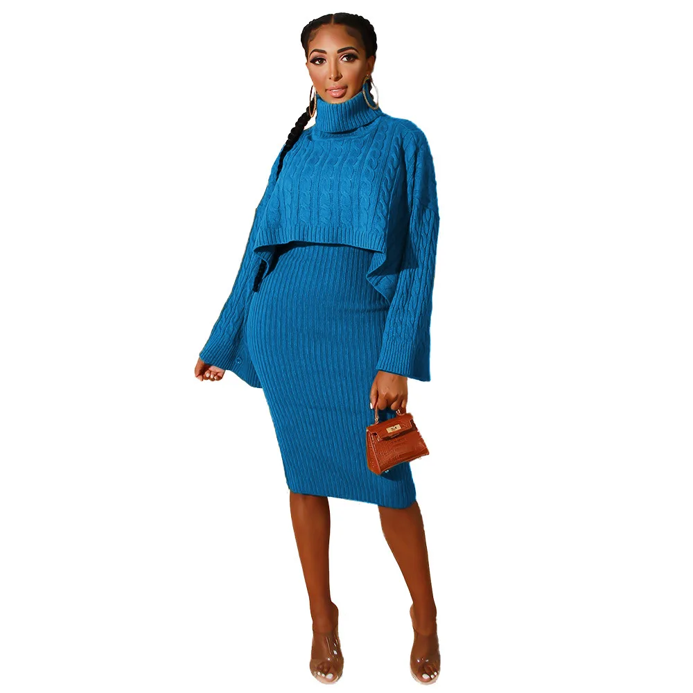 Knitted Sweater Suit Tight Dress+Long-Sleeved Sweater Two-Piece Set 2021 Winter Fashion Casual Women's Solid Color Warm Sweater
Knitted Sweater Suit Tight Dress+Long-Sleeved Sweater Two-Piece Set 2021 Winter Fashion Casual Women's Solid Color Warm Sweater