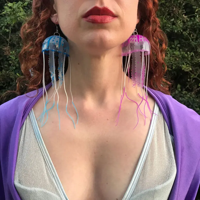 Серьги Jellyfish яркий Яркий неоновый светящийся орнамент для подводной морской