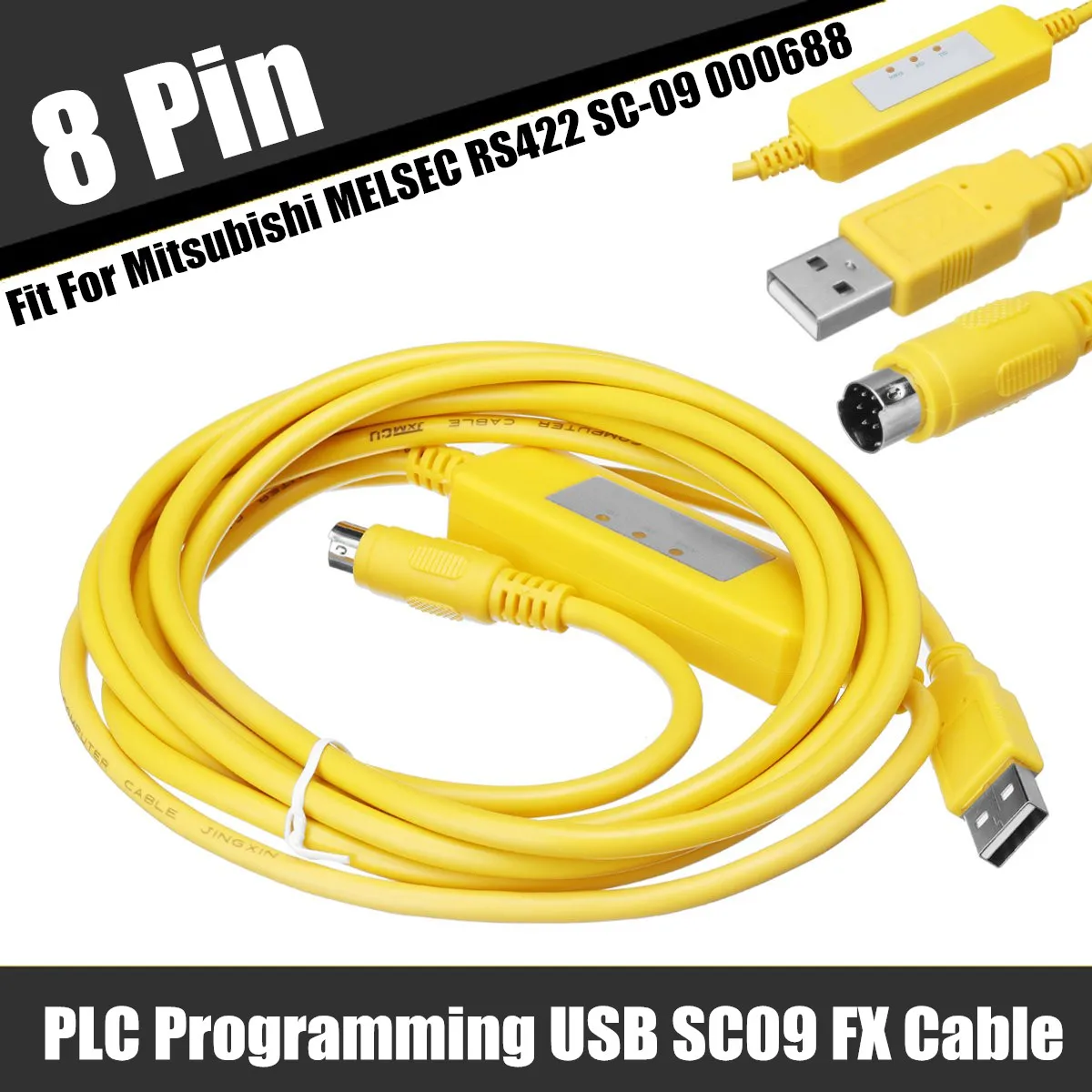 PLC Programming USB-SC09-FX Cable 8 Pin For Mitsubishi MELSEC RS422 SC-09 000688 With Communication Indicator Newest
PLC Programming USB-SC09-FX Cable 8 Pin For Mitsubishi MELSEC RS422 SC-09 000688 With Communication Indicator Newest