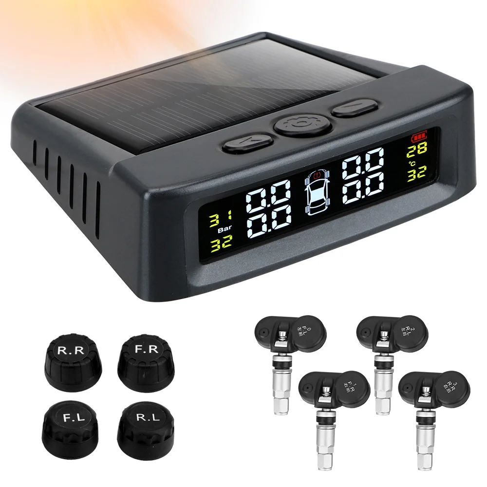 Solar TPMS Tire Pressure Monitoring System Car Tyre Pressure Monitor External/Built-in Sensor With 4 External Sensors
Solar TPMS Tire Pressure Monitoring System Car Tyre Pressure Monitor External/Built-in Sensor With 4 External Sensors