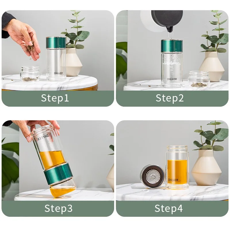 Tea Infuser Bottle Glass High Temperature Double-decker Business Tea Cup Men's and Women's Office
Tea Infuser Bottle Glass High Temperature Double-decker Business Tea Cup Men's and Women's Office