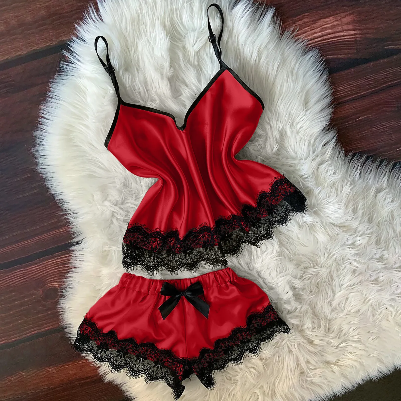 Sexy Satin Lace Pajamas Set Camisole Vest Top+Shorts Women Sleepwear Solid Color Faux Silk Nightclothes Nightdress Set
Sexy Satin Lace Pajamas Set Camisole Vest Top+Shorts Women Sleepwear Solid Color Faux Silk Nightclothes Nightdress Set