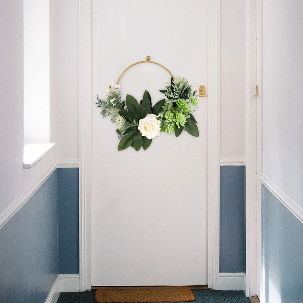 Artificial Flower Wreath Garland Semi-handmade Natural Door Decor PVC + Metal Imitation Iron White Rose Fleshy Wall Hanging
Artificial Flower Wreath Garland Semi-handmade Natural Door Decor PVC + Metal Imitation Iron White Rose Fleshy Wall Hanging
