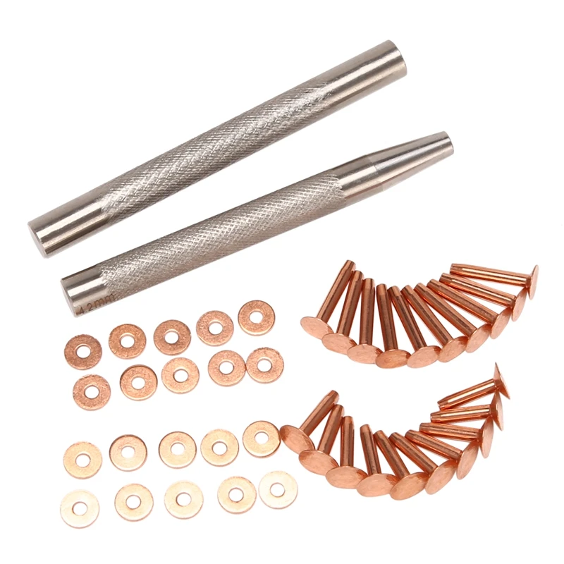 20Pack Copper Rivets and Burrs (14mm and 19mm) with 2Pcs Punch Rivet Tool for Belts, Bags, Collars, Leather-Crafting
20Pack Copper Rivets and Burrs (14mm and 19mm) with 2Pcs Punch Rivet Tool for Belts, Bags, Collars, Leather-Crafting