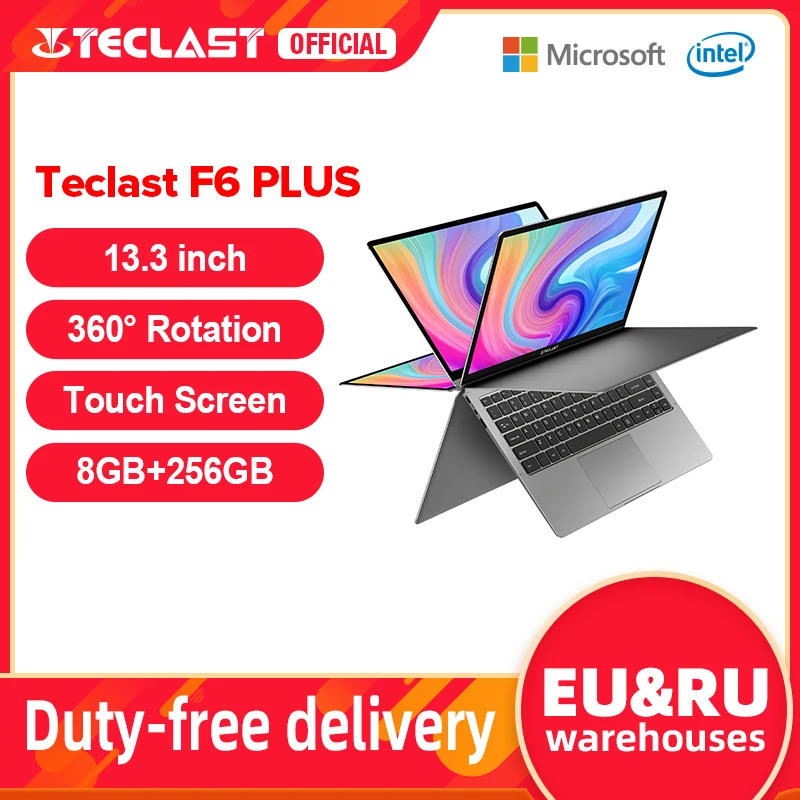 Teclast Newest Laptops F6 Plus 13.3 inch Notebook Gemini Lake 8GB LPDDR4 256GB SSD Windows 10 Laptop 360° Rotation Touch Tablet 
Teclast Newest Laptops F6 Plus 13.3 inch Notebook Gemini Lake 8GB LPDDR4 256GB SSD Windows 10 Laptop 360° Rotation Touch Tablet