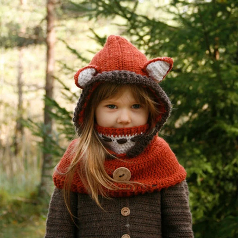 Cute Cartoon Animal Handmade Kids Winter Hats Cat Ear Fox Cloak Beanie Hat Children Windproof Hat and Scarf Boy Girl Knitted Cap
Cute Cartoon Animal Handmade Kids Winter Hats Cat Ear Fox Cloak Beanie Hat Children Windproof Hat and Scarf Boy Girl Knitted Cap