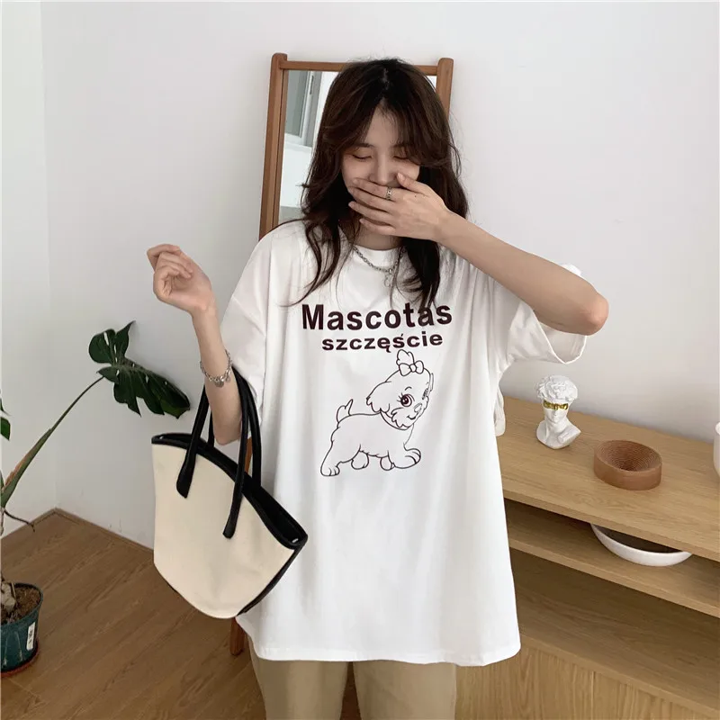 Cotton 2021 Summer Short-sleeved T-shirt Women's Shirt Printing Loose Mid-length Graphic Tees Harajuku T Shirt Women
Cotton 2021 Summer Short-sleeved T-shirt Women's Shirt Printing Loose Mid-length Graphic Tees Harajuku T Shirt Women