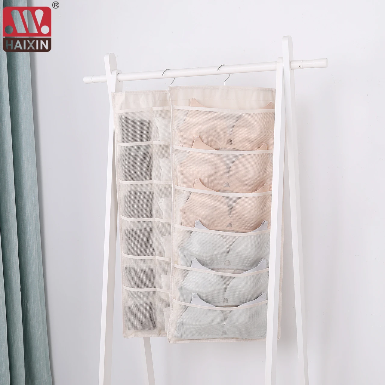 

Wardrobe Storage Bag Foldable Hanging Organizer Underware Bra Socks Multi Pockets Bag Oxford Fabric Hang Storage Organizer Bag