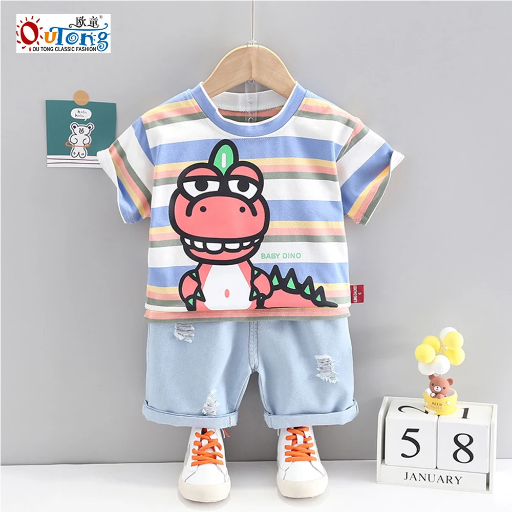 Outong 2021 Kids Clothes Boys Infant Toddler Baby Boys Sets Cartoon Dinosaur Striped Top + Ripped Jeans Children Clothing Sets
Outong 2021 Kids Clothes Boys Infant Toddler Baby Boys Sets Cartoon Dinosaur Striped Top + Ripped Jeans Children Clothing Sets