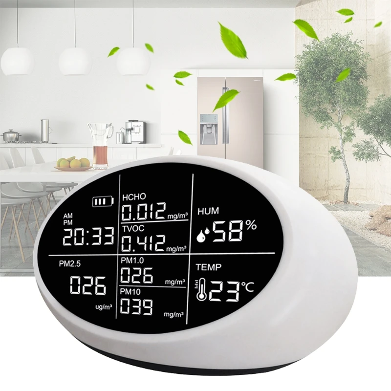 Formaldehyde Detector with Time Display Temperature Humidity Analyzer Multifunctional Air Detector PM2.5/PM10/HCHO/TVOC
Formaldehyde Detector with Time Display Temperature Humidity Analyzer Multifunctional Air Detector PM2.5/PM10/HCHO/TVOC