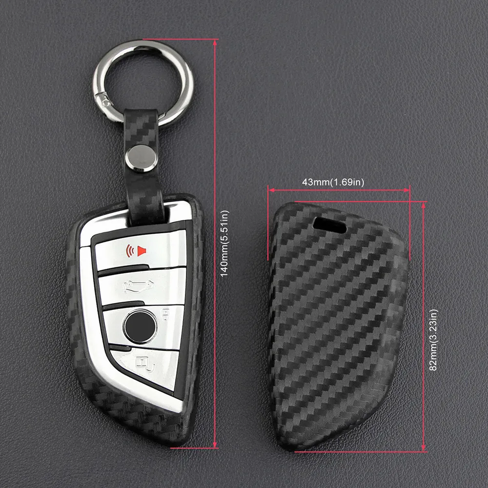 

Silicone Carbon Filber Car Key Case Fob Cover For BMW 1-8 Series M5 X1 X2 X3 X4 X5 X6 X7 Auto Styling Accessories