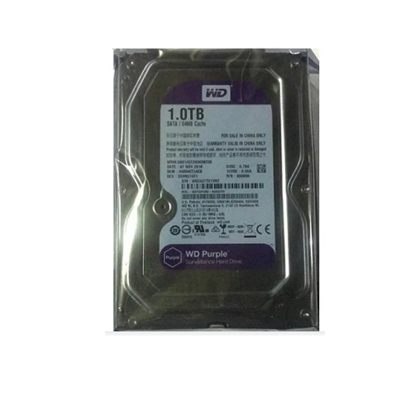 

New HDD For WD Brand Purple 1TB/2TB/3TB/4TB 3.5" SATA 6 Gb/s 64MB 5400RPM For Internal Hard Disk For Surveillance HDD
