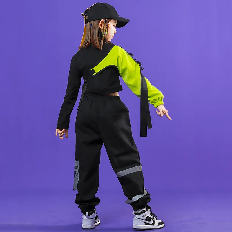 Kids 2 Pieces Sets Sweatshirt Pant Children Streetwear Hip Hop Tracksuit Sports Top Cargo Trousers Stage Show Dance Clothing | Мать и