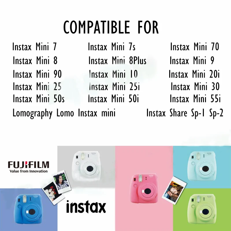 Белая пленка для Fujifilm Instax Mini 9 10 20 листов 3 дюйма мгновенной фотокамеры FUJI Polaroid 8 7s 70