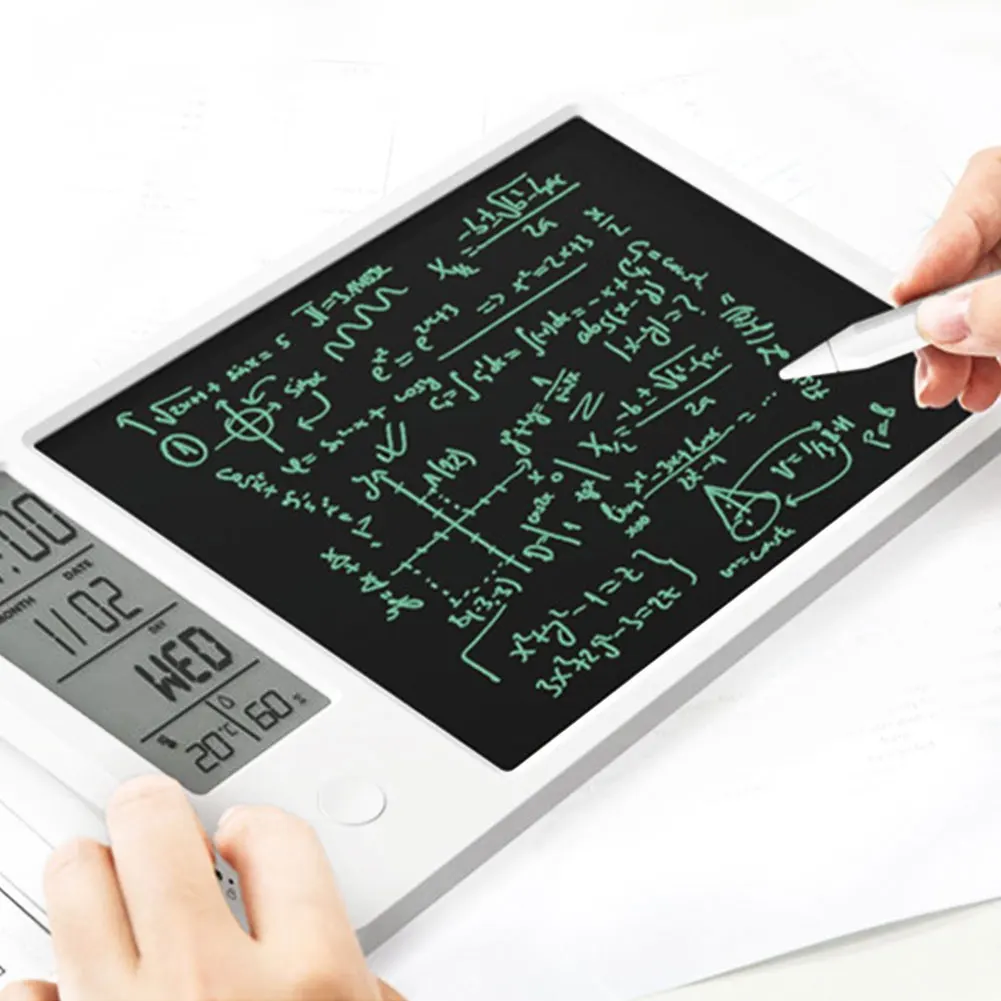LCD Writing Tablet with Thermometer Hygrometer Calendar Time Handwriting Erasable Board for Home Office School Children Gifts 
LCD Writing Tablet with Thermometer Hygrometer Calendar Time Handwriting Erasable Board for Home Office School Children Gifts