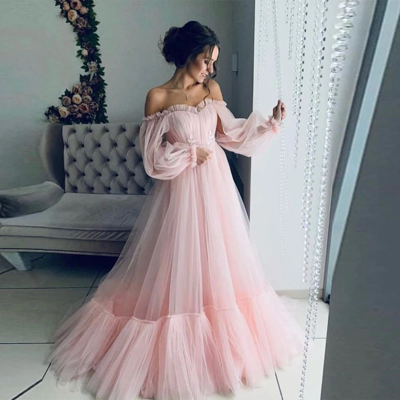 Pink Prom Dresses for Women Long Sleeve Tulle Backless Lace-up Evening Party Formal Occasion Vestido Para Mujer 2023 Summer Sale
Pink Prom Dresses for Women Long Sleeve Tulle Backless Lace-up Evening Party Formal Occasion Vestido Para Mujer 2023 Summer Sale