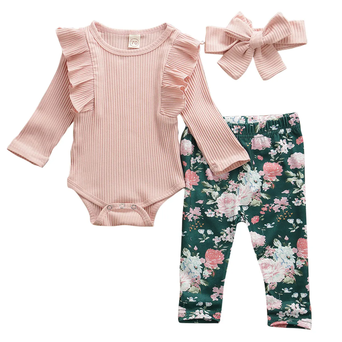 Spring Autumn Baby Clothing Baby Girls Long Sleeve Ruffled Romper Girl Floral Leggings Newborn Headband Infant Ribbed Outfits
Spring Autumn Baby Clothing Baby Girls Long Sleeve Ruffled Romper Girl Floral Leggings Newborn Headband Infant Ribbed Outfits