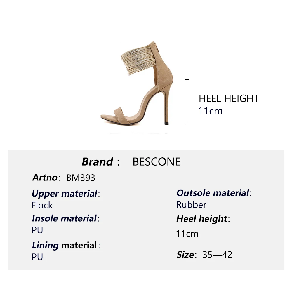 BESCONE Fashion Women's Sandals Mature Ankle Wrap Thin Heels 11cm Super High Zipper Party Shoes Handmade Elegant Sandals BM393
BESCONE Fashion Women's Sandals Mature Ankle Wrap Thin Heels 11cm Super High Zipper Party Shoes Handmade Elegant Sandals BM393