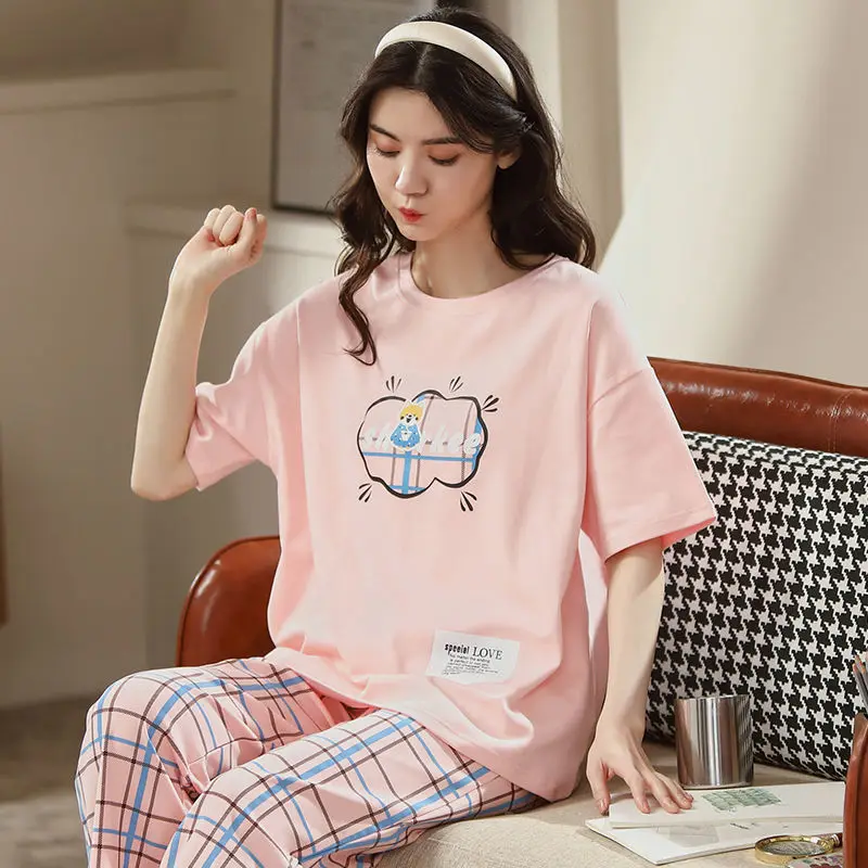 Sweet Home Suit Casual Cotton Sleepwear Comfort Femme Pijamas Lovely Nightwear Loose Pyjamas New Summer Women's Pajamas Set
Sweet Home Suit Casual Cotton Sleepwear Comfort Femme Pijamas Lovely Nightwear Loose Pyjamas New Summer Women's Pajamas Set