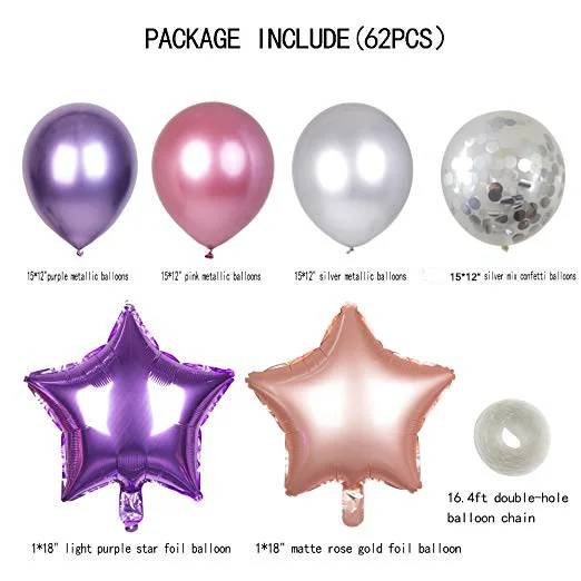 Purple Metallic Chrome Pink Silver Balloons Garland Arch Kit 62 Pcs Unicorn Theme Wedding&Birthday Decoration Globos Party.
Purple Metallic Chrome Pink Silver Balloons Garland Arch Kit 62 Pcs Unicorn Theme Wedding&Birthday Decoration Globos Party.