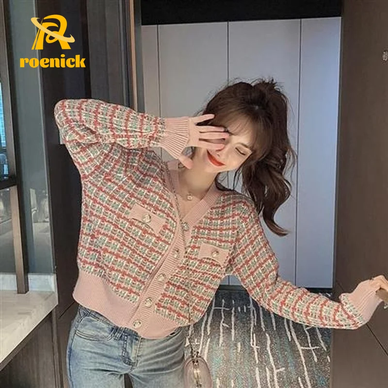 ROENICK Women Vintage Cardigans Sweaters Autumn Winter Kawaii Tweed Korean Retro Jumpers Elegant Long Sleeve Y2K Knitted Tops
ROENICK Women Vintage Cardigans Sweaters Autumn Winter Kawaii Tweed Korean Retro Jumpers Elegant Long Sleeve Y2K Knitted Tops
