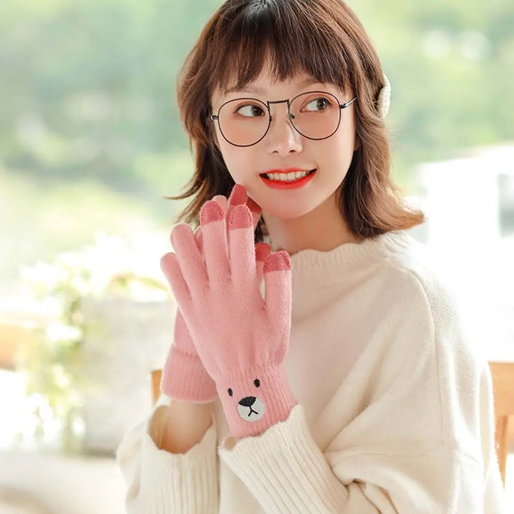 Winter Outdoor Touch Screen Mittens Knitted Women Embroidery Kawaii Bear Warm Five-finger Gloves Defense Gloves
Winter Outdoor Touch Screen Mittens Knitted Women Embroidery Kawaii Bear Warm Five-finger Gloves Defense Gloves