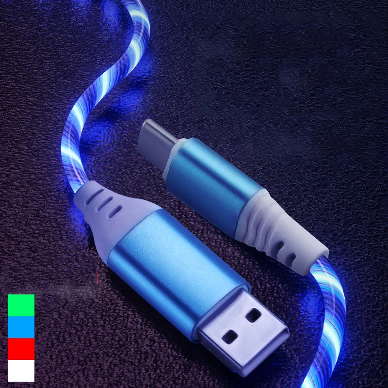 Светящийся светодиодный светильник кабель USB C для быстрой зарядки Xiaomi 11 10T Redmi 8 8A