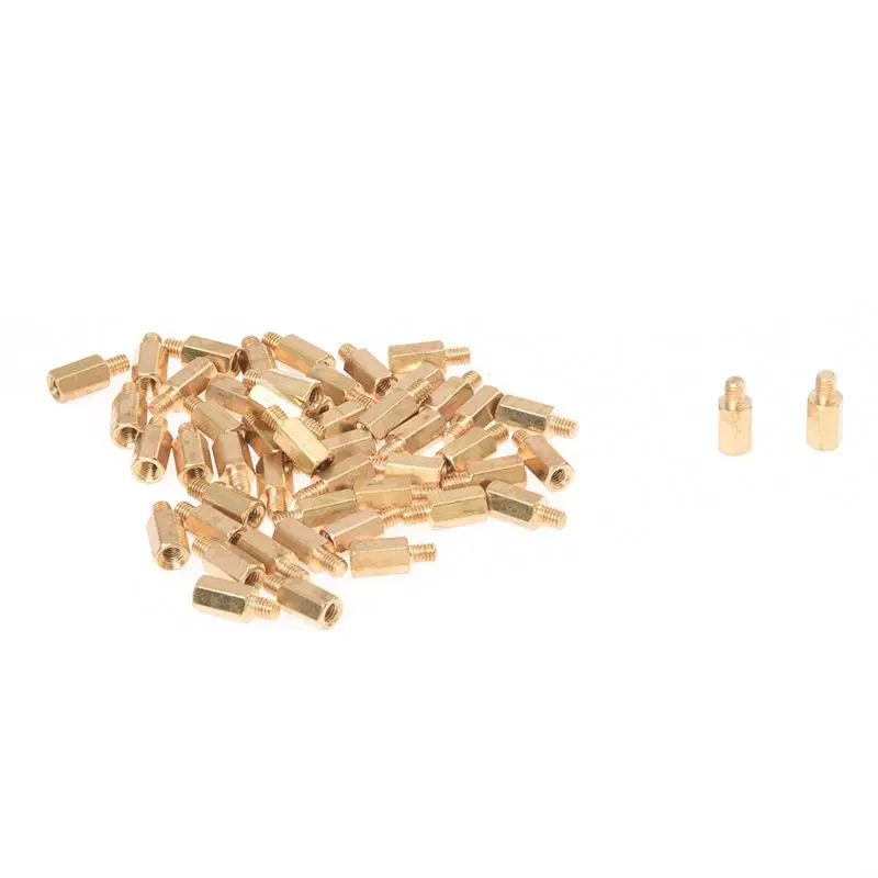 M3 Male x M3 Female 8mm Long Hexagonal Brass PCB Standoffs Spacers 50 Pcs