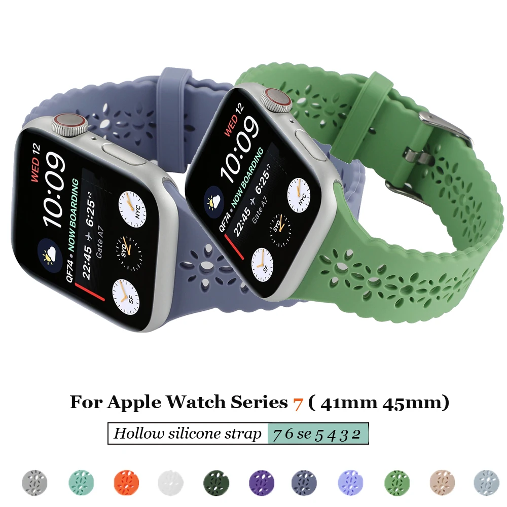 Ремешок для apple watch band 45 мм 41 мм 44 мм 40 мм, силиконовый кружевной Воздухопроницаемый браслет для iWatch 7 6 se 5 4 3 2, аксессуары для браслета
Ремешок для apple watch band 45 мм 41 мм 44 мм 40 мм, силиконовый кружевной Воздухопроницаемый браслет для iWatch 7 6 se 5 4 3 2, аксессуары для браслета