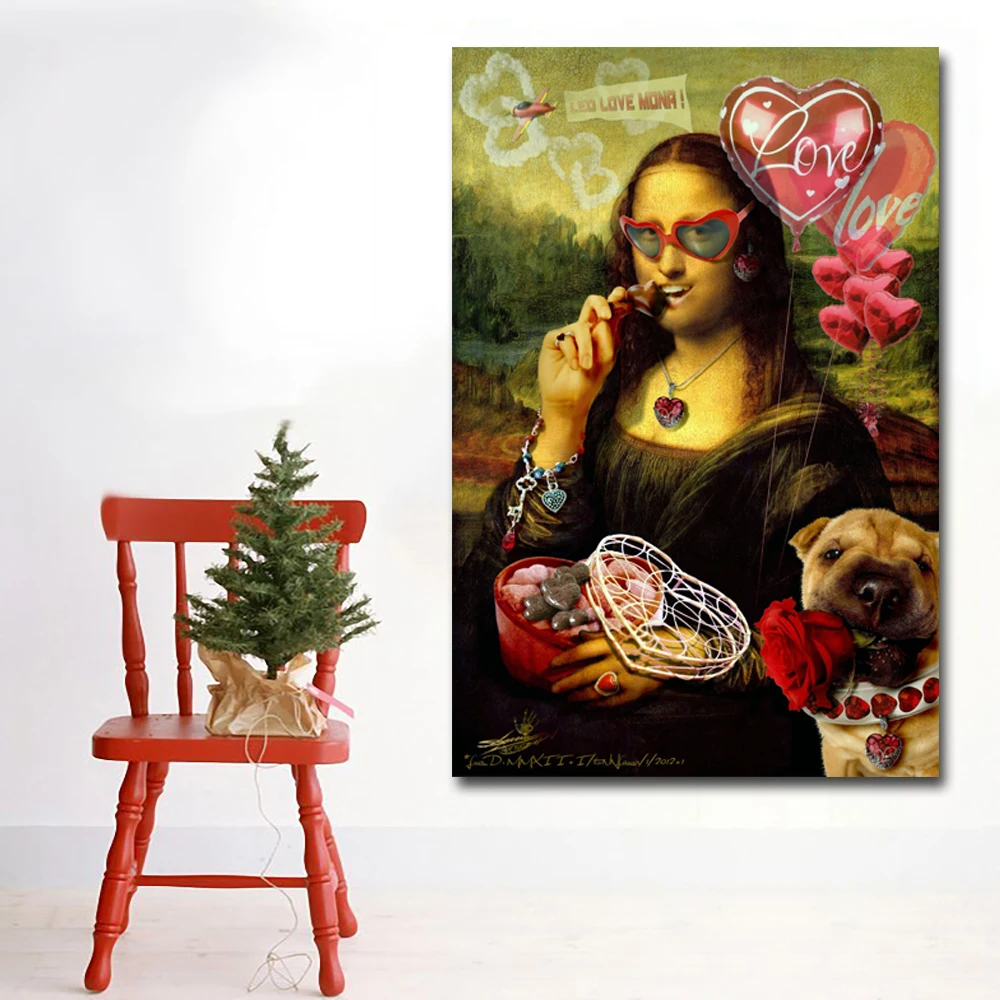 Фото Картина на холсте плакат для дома декоративный Sexy Mona Lisa милый - купить