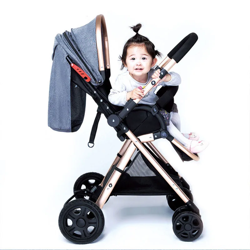 

On Sales High Landscape baby stroller Light stroller Two-way Newborn Pram umbrella carriage Shock Fold Kid Carriage Send 8 gifts