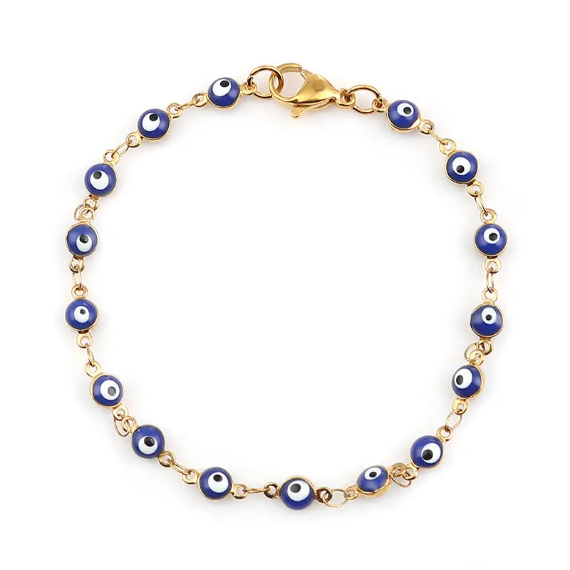 Fashion Stainless Steel Bracelets Gold Blue Red Evil Eye Enamel Bead Bracelet Jewelry For Women Men Gifts 18.7cm Long, 1 PC
Fashion Stainless Steel Bracelets Gold Blue Red Evil Eye Enamel Bead Bracelet Jewelry For Women Men Gifts 18.7cm Long, 1 PC