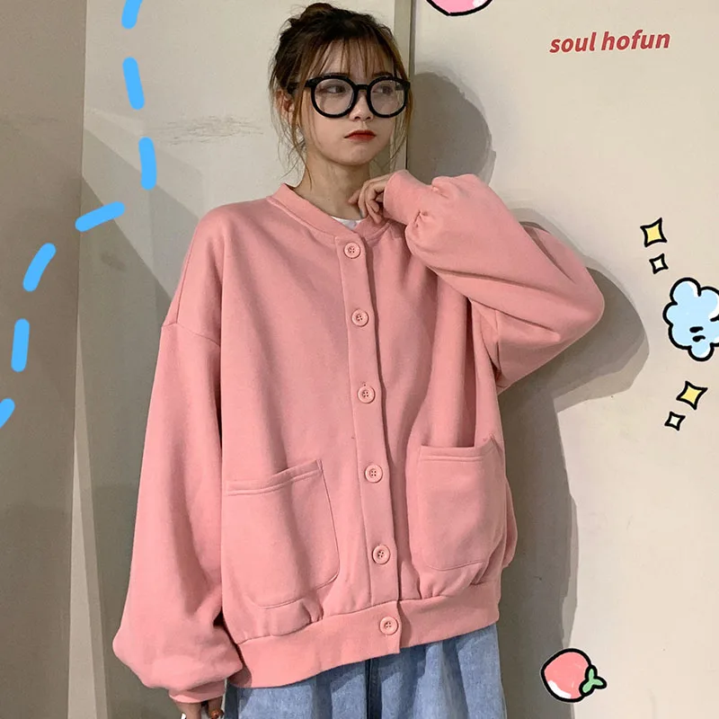 Jackets Women Sweet Single Breasted O-Neck Thicker Plus Velvet Womens Pure Color Female Autumn Coats Pockets Harajuku Streetwear
Jackets Women Sweet Single Breasted O-Neck Thicker Plus Velvet Womens Pure Color Female Autumn Coats Pockets Harajuku Streetwear